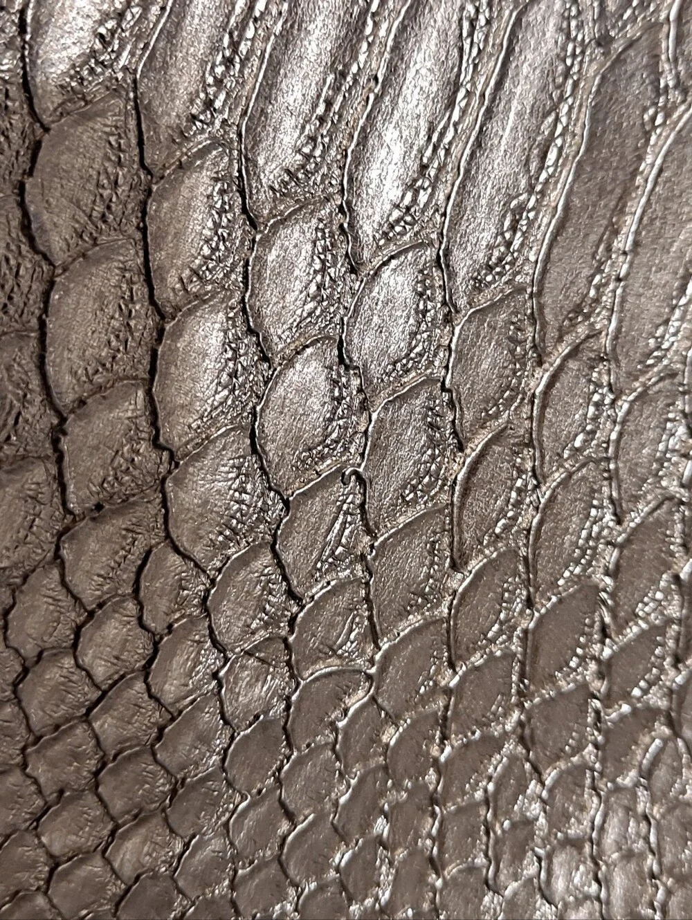 Nieman Marcus Gold Metallic Snake-Embossed Tote Bag with Dark Handles - Picture 6 of 8